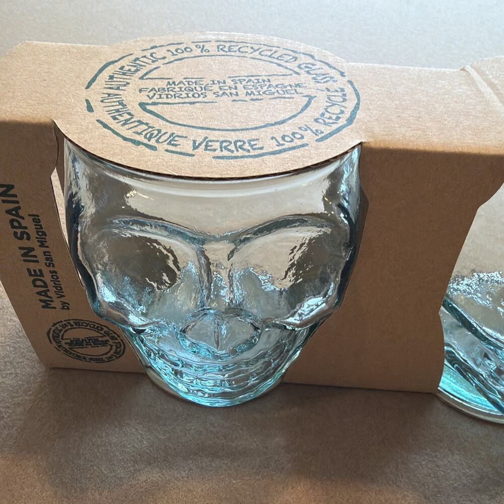 Vidreos San Miguel Skull Theme 4 Tumblers 13.5oz Halloween 100% Recycled